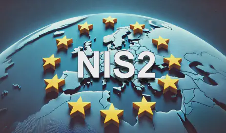 AI generated NIS2 claim within the European flag symbolizing IT-security for Europe, e.g. in the authentication space