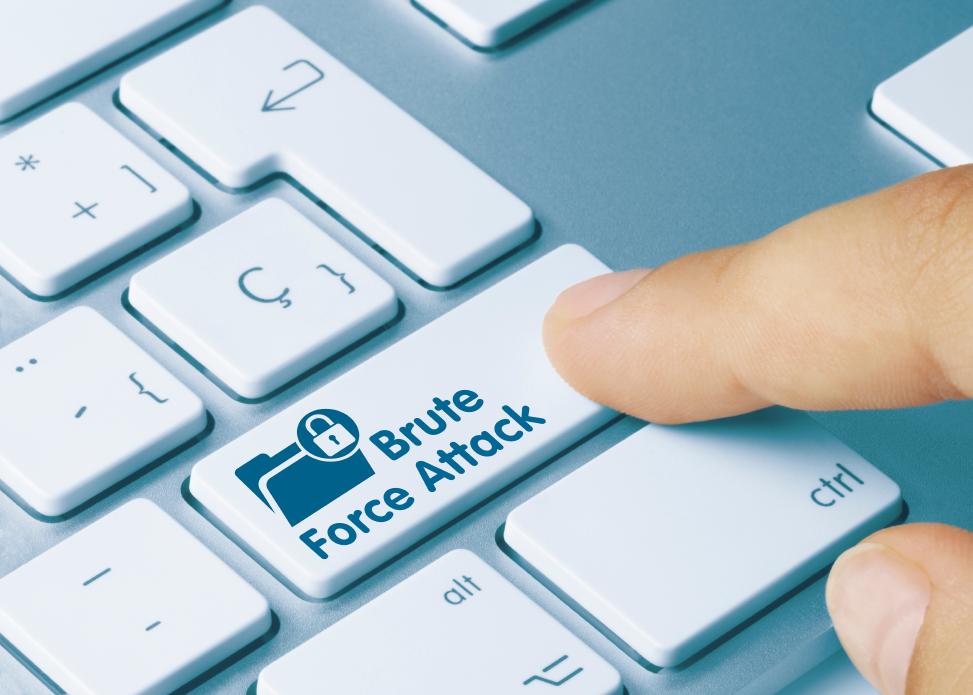 The term brute force attack is written on the right shift key of a keyboard and shows how easily attackers can carry out this attack.